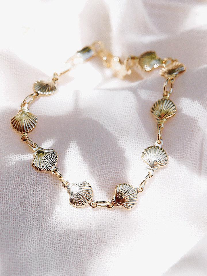 KE ALOHA JEWELRY GOLD FILLED SEASHELL CHAIN BRACELET - LEIALOHA