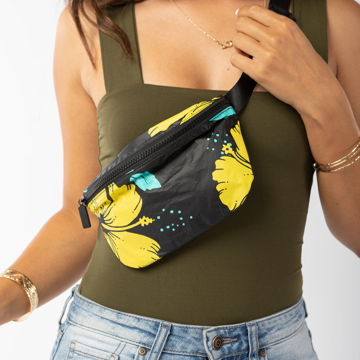 ALOHA MINI HIP PACK /  HIBISCUS CANARY/BLACK