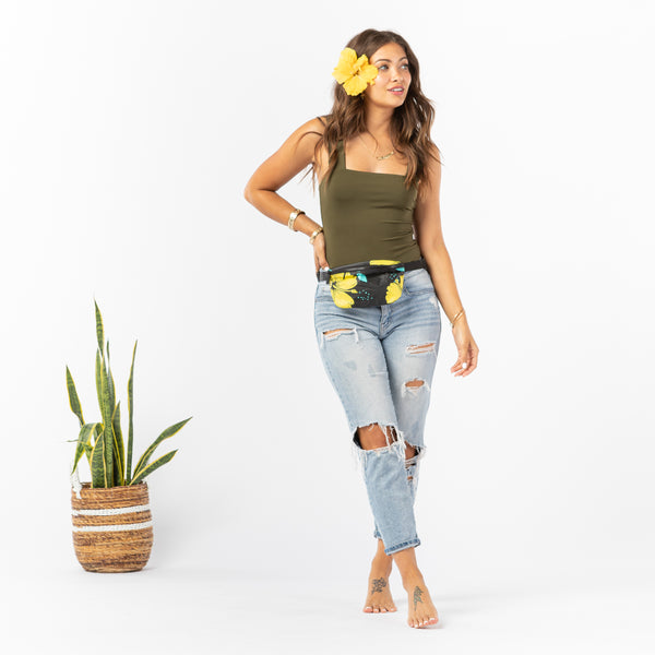 ALOHA MINI HIP PACK /  HIBISCUS CANARY/BLACK