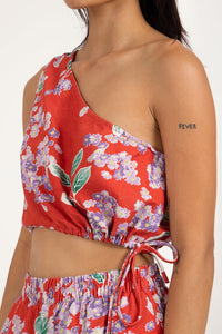 RHYTHM ISLE FLORAL ONE SHOULDER TOP | RED