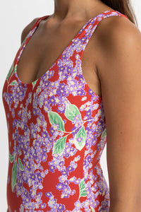 RHYTHM ISLE FLORAL SCOOP NECK ONE PIECE | RED