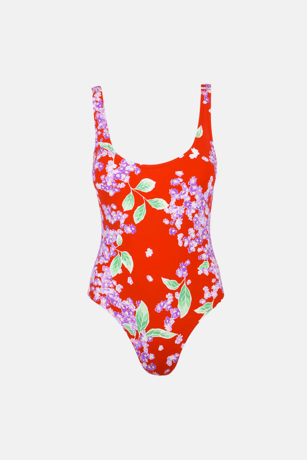 RHYTHM ISLE FLORAL SCOOP NECK ONE PIECE | RED