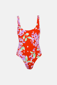 RHYTHM ISLE FLORAL SCOOP NECK ONE PIECE | RED