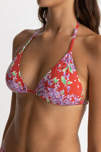 RHYTHM ISLE FLORAL SLIDE TRI TOP | RED