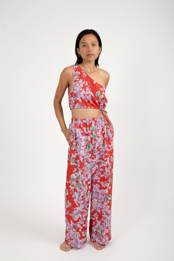 RHYTHM ISLE FLORAL WIDE LEG PANT | RED
