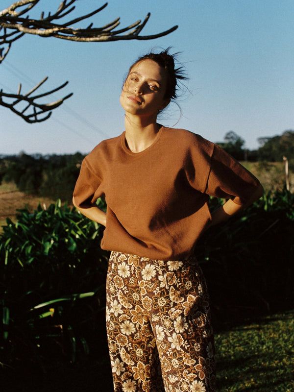 RHYTHM CANTABRIA FLORAL WIDE LEG PANT - BROWN