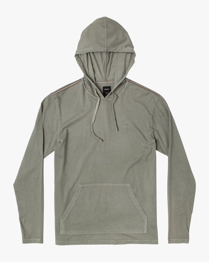 RVCA PTC PIGMENT HOODED LONG SLEEVE TEE - ALO