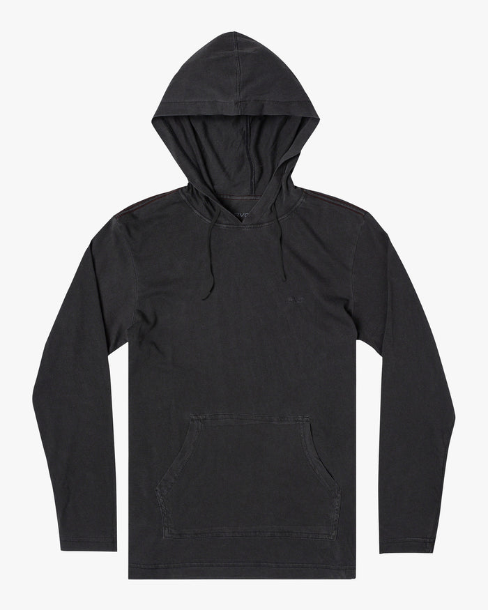 RVCA PTC PIGMENT HOODED LONG SLEEVE TEE - PTK