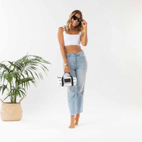 ALOHA COLLECTION MINI MINI DUFFLE / PINSTRIPE BLK ON WHT