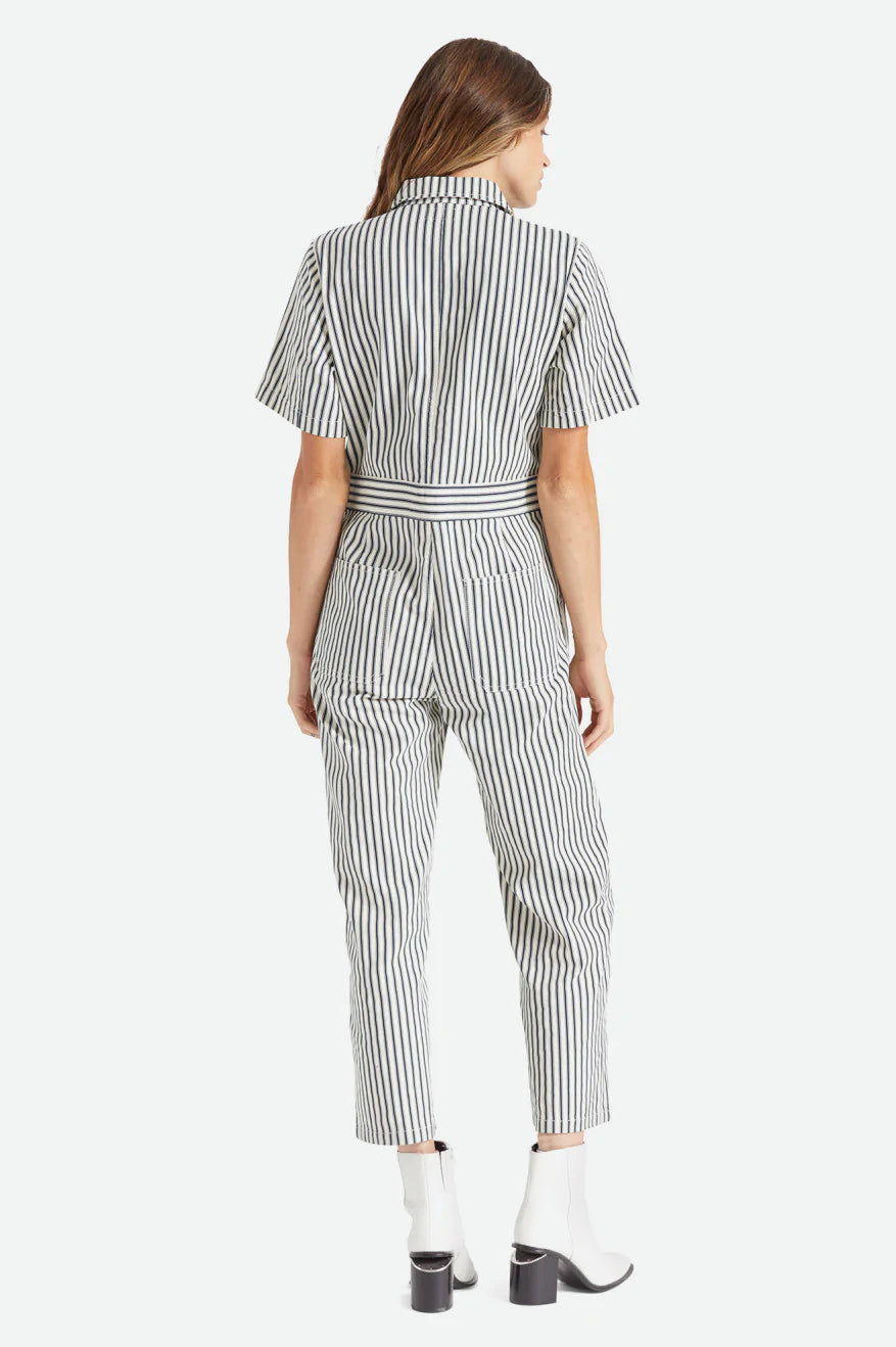 BRIXTON MERSEY S/S COVERALL - DOVE STRIPE