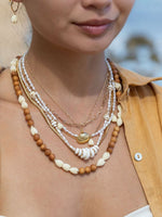 KE ALOHA JEWELRY PIKAKE CHARM GOLD PEARL BEAD NECKLACE - LEIALOHA