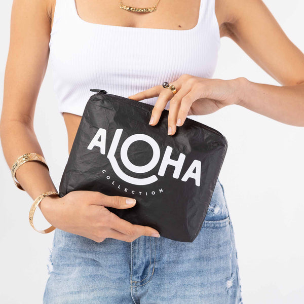ALOHA COLLECTION SMALL /  ORIGINAL ALOHA - WHITE ON BLACK