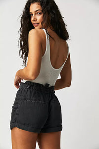 FREE PEOPLE TOPANGA CUFF SHORTS - WASHED BLACK 6532