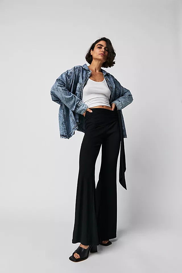 FREE PEOPLE BACK TO YOU DENIM TOP - LIGHT INDIGO WASH 4650