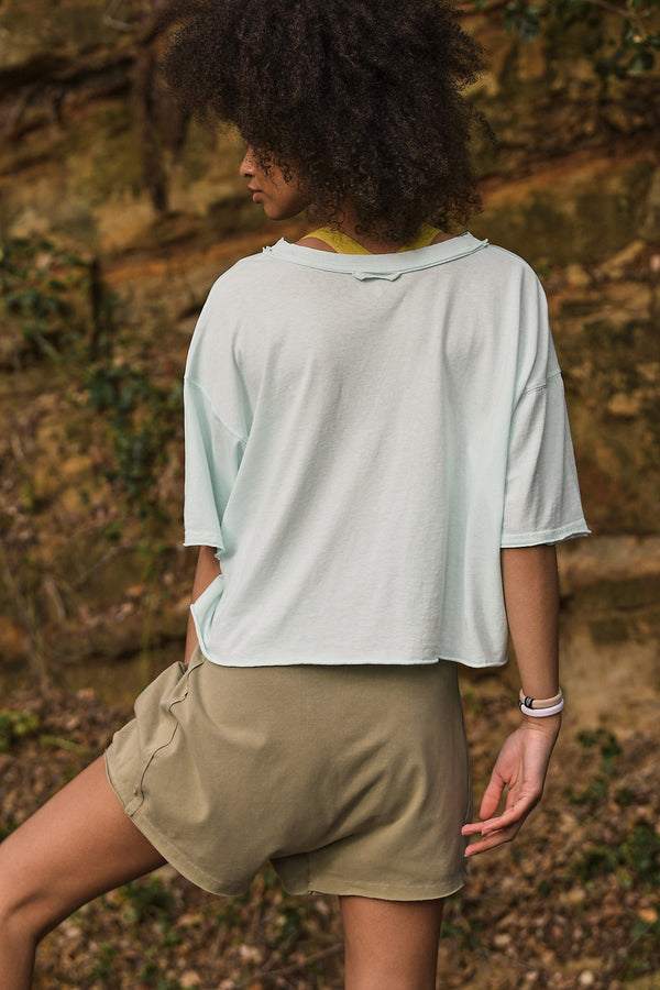 FREE PEOPLE INSPIRE TEE - WASHED AQUA 1201