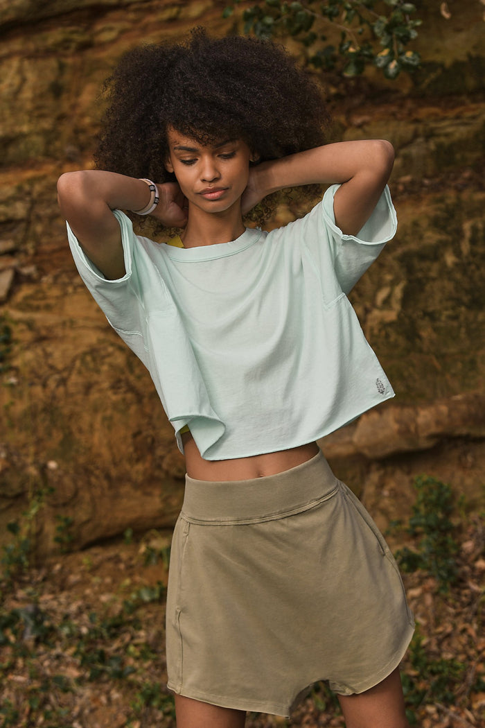 FREE PEOPLE INSPIRE TEE - WASHED AQUA 1201