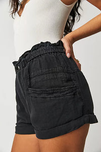 FREE PEOPLE TOPANGA CUFF SHORTS - WASHED BLACK 6532