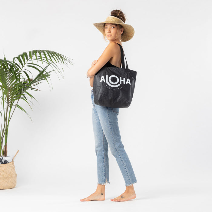 ALOHA COLLECTION REVERSIBLE TOTE / LE PALM / BLACK